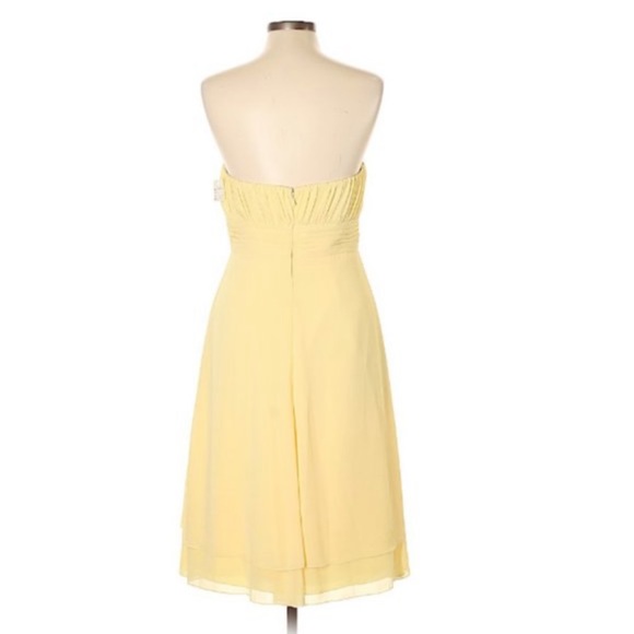 B2 by Jasmine Strapless Dress Chiffon Buttercup Yellow Large 12 - Picture 2 of 4